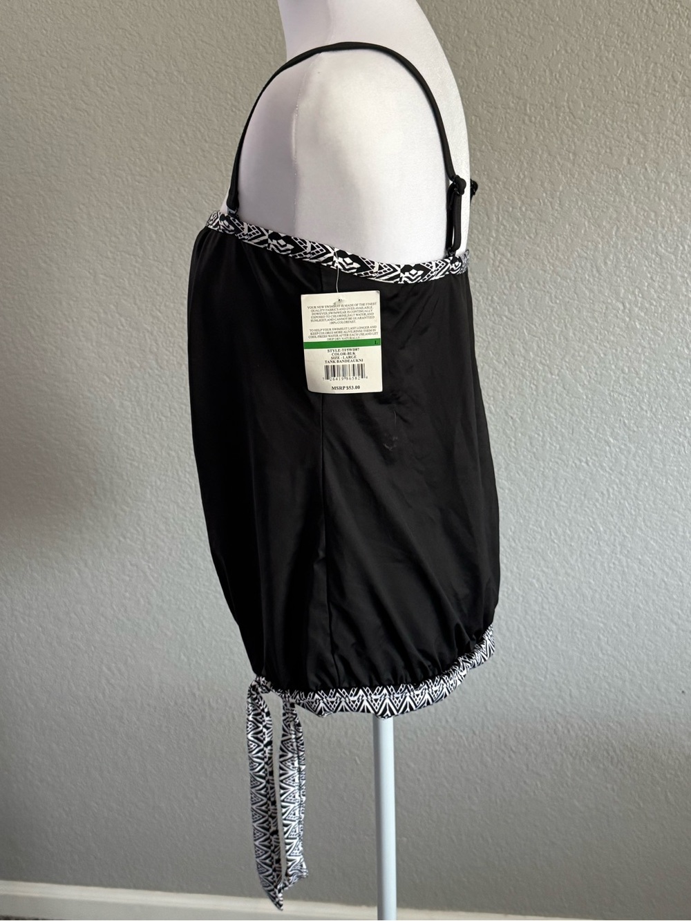 New 24th & Ocean Black Tankini top size Large - Picture 8 of 10